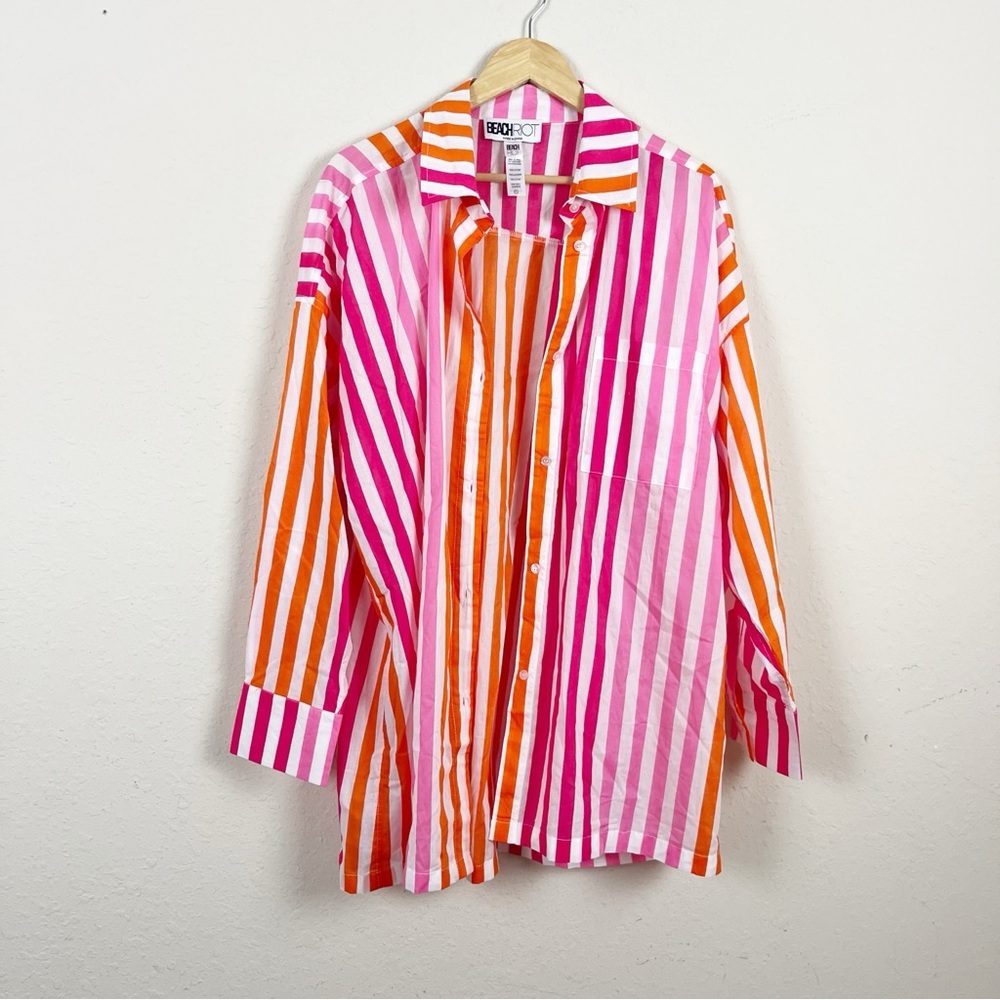 Beach Riot Alexa Top Sunset Stripe Cover Up Size Petite Large - Picture 2 of 6